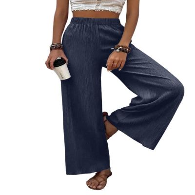 Women's Casual Trousers are Loose Slimming Crumpled Wide-Leg Pants
