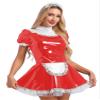 iiniim Womens Doll Collar Anime Cosplay French Apron Maid Fancy Dress A-line Costume with Necckring Red B 3X-Large view 2