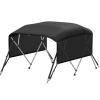 KAKIT Bimini Tops with Mesh Sidewalls Support Poles for Boats Marine Grade Canvas Top Includes 2 Straps Storage Boot 1 Inch Aluminum Frame(4 Bow 8'L x 54" H x 54"-60" W,Black) view 1