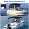 KAKIT Bimini Tops with Mesh Sidewalls Support Poles for Boats Marine Grade Canvas Top Includes 2 Straps Storage Boot 1 Inch Aluminum Frame(4 Bow 8'L x 54" H x 54"-60" W,Black) view 4