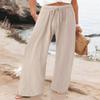 Geleglaer Womens Apricot Plus Size High Waisted Palazzo Pants - Flowy Wide Leg Linen Pants - Casual Loose Fit Long Pants With Drawstring view 2