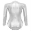 Miutii Women's Shiny Turtleneck Long Sleeve Leotard Gymnastics Leotards Bodysuit Dance Costumes Silver A Small view 2