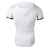 Mens Workout Tops with Hood Short Sleeve Gym Hip Hop Casual T-Shirt Lightweight Relaxed Stylish Muscle Athletic Streetwear Tees White view 2