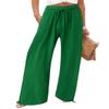 Green Flowy Wide Leg Linen Pants for Womens High Waist Wide Leg Trousers Green Plus Size High Waisted Palazzo Pants Green Casual Loose Fit Long Pants with Drawstring view 1