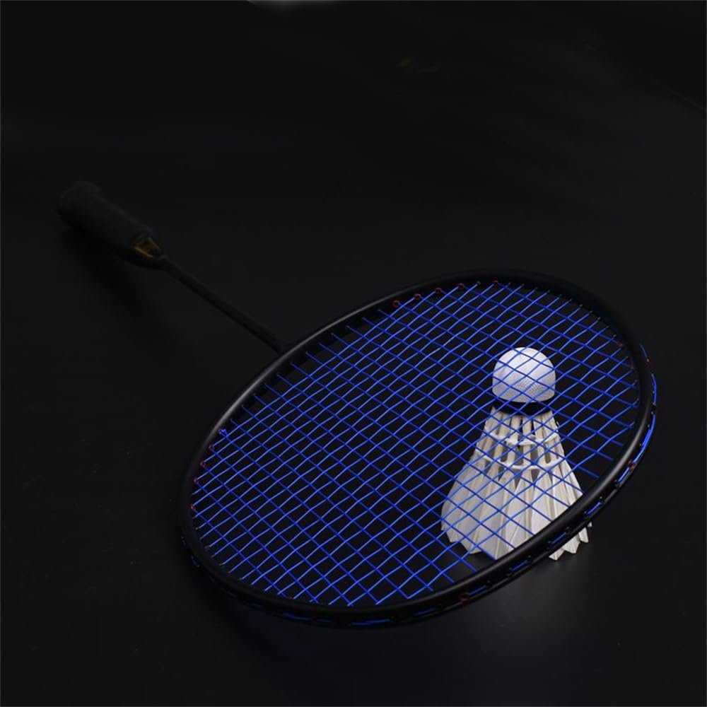 GRASKY Professional Full Carbon Fiber Badminton Racquet - Super Lightweight 4U/82g or 6U/72g - Strung with Bag and Strings (Blue line,6U)