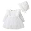 AFAVOM Infant Baby Girls Baptism Dress First Birthday Party Dress Toddler Flower Embroidered Lace Tulle Tutu Dress Princess Formal Pageant Photo Shoot Communion Outift White-Ruffle 6-9 Months view 1