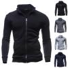 Mens Casual Sport Jacket Premium Slim Fit Zip Up Comfort Stand Collar Track Jacket Athletic Fitness Fashion Urban Lifestyle Coolboy Streetwear Tops Dark Gray view 4