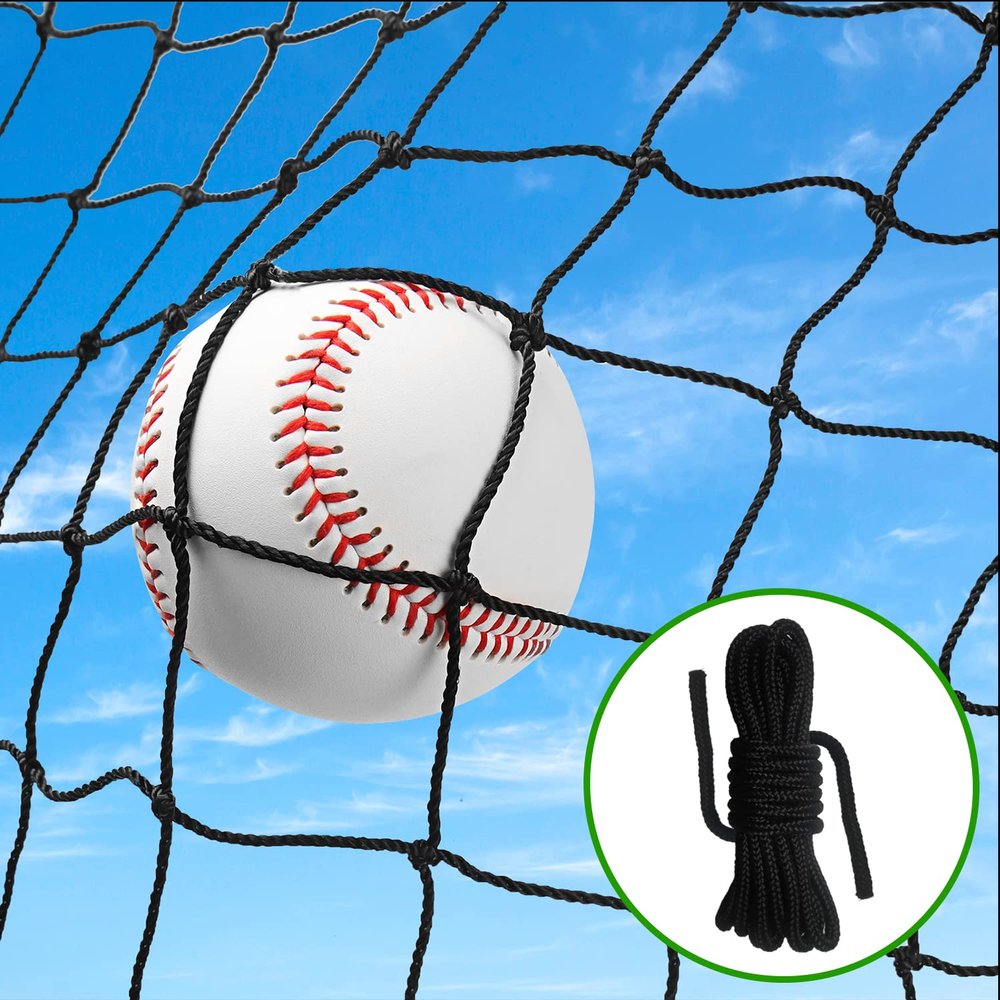Wiseek 10'x40' Baseball Softball Backstop Nets, Heavy Duty Sports Netting Barrier Net #18 Nylon Baseball Netting Black Net
