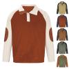 Mens Corduroy Shirt Casual Lapel Fleece Pullover Polo Sweatshirts Mock Neck Long Sleeve Sweater Shirt Tactical Fall Winter Warm Work Top Coat view 3