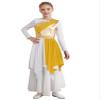 CHICTRY Girls Liturgical Worship Praise Dance Dress Gold Color Block Irregular Hem Lyrical Dance Performance Costume A1 Yellow 14 Years view 1