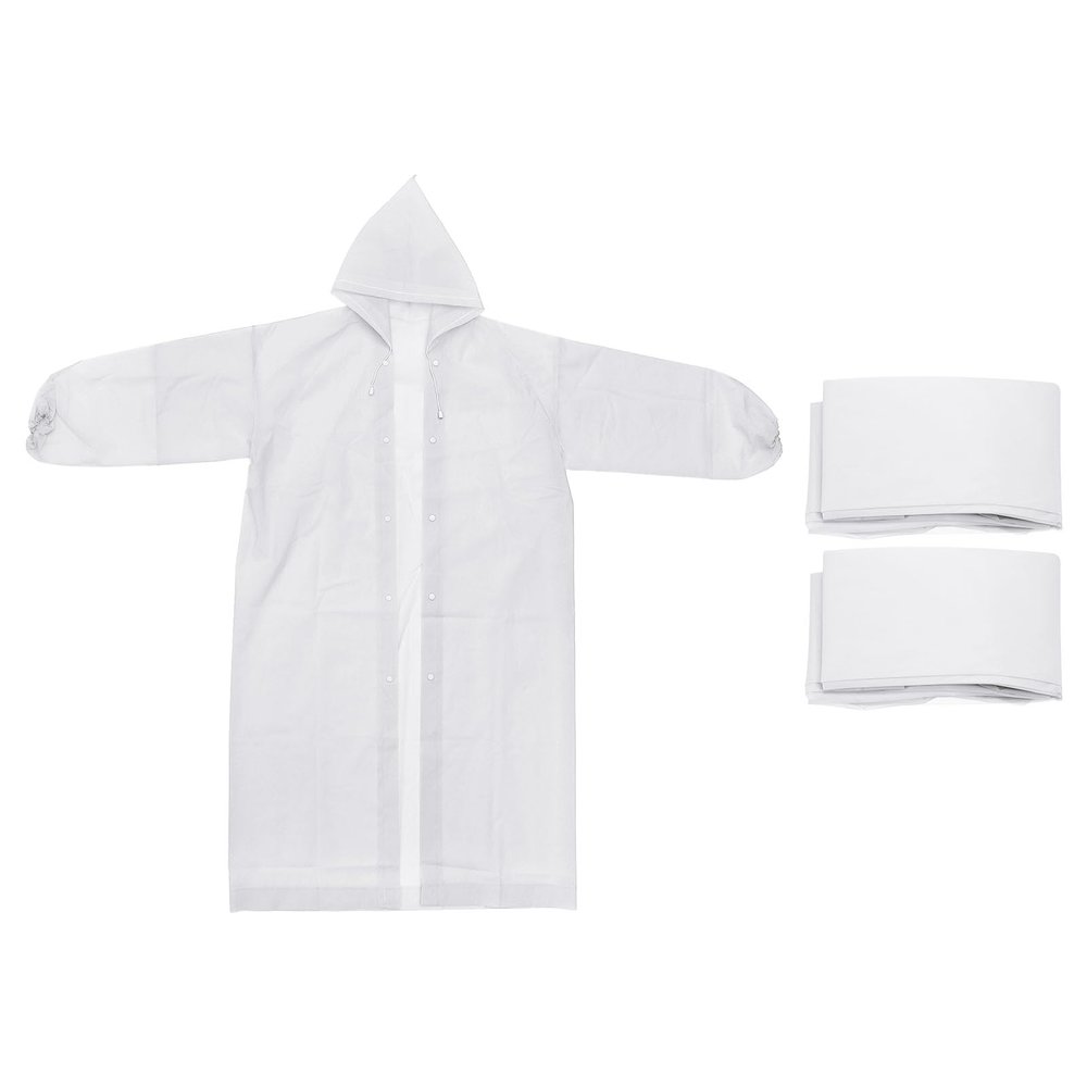 PATIKIL Rain Ponchos, 2 Pack Unisex Survival Raincoats, Reusable Thickened Impermeable Rain Jackets for Camping Hiking Outdoor Activities, White