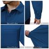 Alimens & Gentle Mens Dress Shirts 4-Way Stretch Long Sleeve Collared Casual Solid Wedding Dating Button Down Shirt Dark Blue view 4