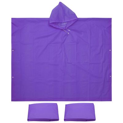 PATIKIL Rain Ponchos for Adults, 3 Pack Waterproof Raincoats with Hood, Reusable EVA Impermeable Rain Jackets for Hiking Outdoor Activities, Purple