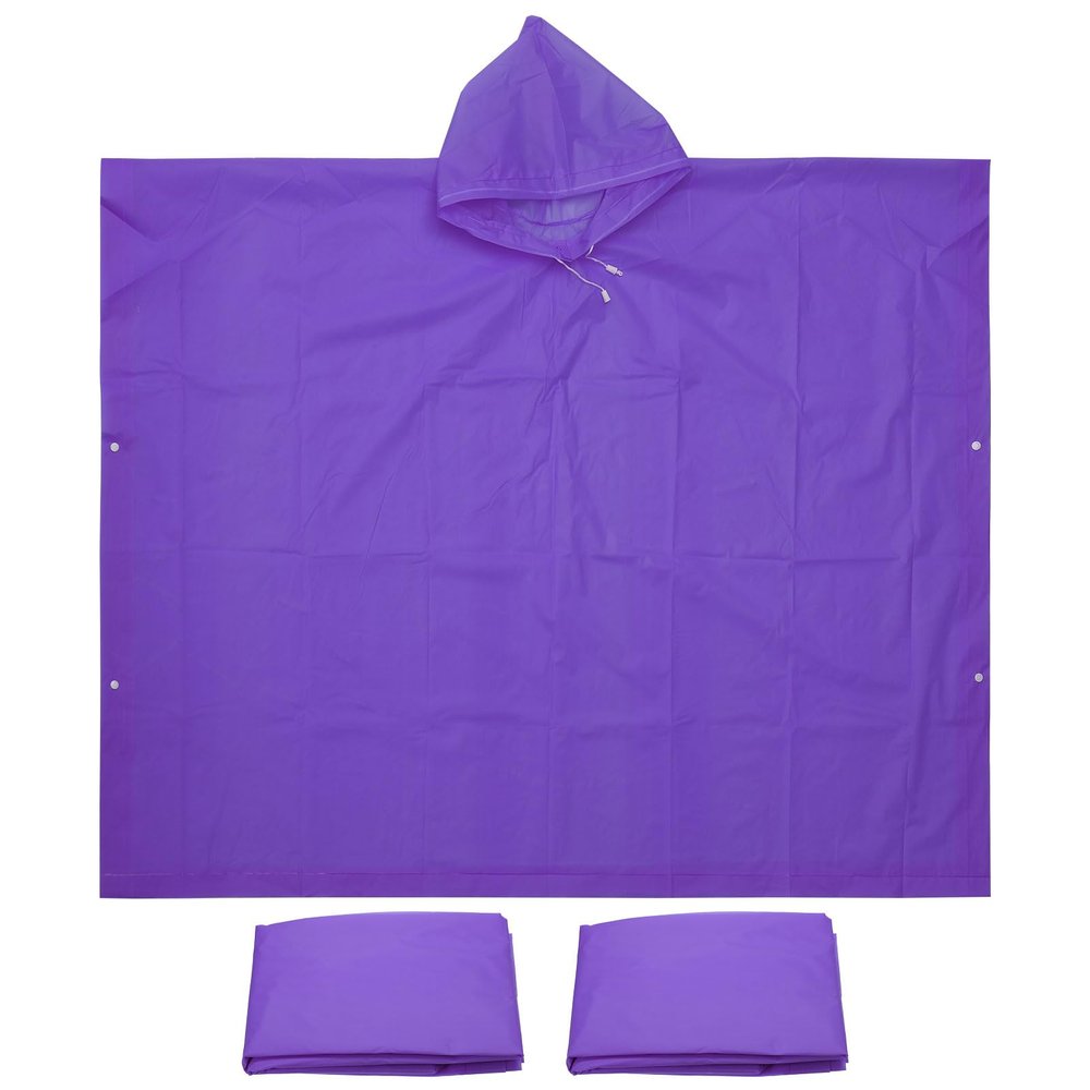 PATIKIL Rain Ponchos for Adults, 3 Pack Waterproof Raincoats with Hood, Reusable EVA Impermeable Rain Jackets for Hiking Outdoor Activities, Purple