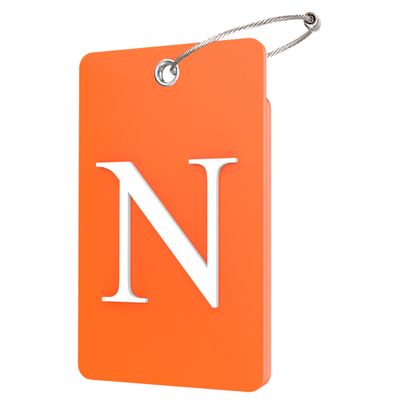 Gostwo 2 Pack Luggage Tags for Suitcases, 26 Initial Letter Travel Luggage Baggage Identification Labels ID Tag Fully Bendable Tags with Stainless Steel Loop (Orange) (Letter N)