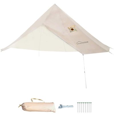 DANCHEL OUTDOOR Waterproof Rain Fly for Bell Tent, 4 Season Yurt Tent Rain Cover Protector Tarp with Stove Jack Glamping Gears, PU5000mm Lightweight Oxford Nylon, Beige 5m/16.4ft
