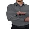 Alimens & Gentle Mens Dress Shirts 4-Way Stretch Long Sleeve Collared Casual Solid Wedding Dating Button Down Shirt Dark Grey view 3