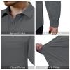Alimens & Gentle Mens Dress Shirts 4-Way Stretch Long Sleeve Collared Casual Solid Wedding Dating Button Down Shirt Dark Grey view 4
