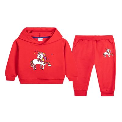 Lorilida Kids Boys Girls Fashion Hoodie Sweatpants Set Jogging Workout Suit Casual Sports Outfit Tracksuit Red 5-6 Years