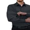 Alimens & Gentle Mens Dress Shirts 4-Way Stretch Long Sleeve Collared Casual Solid Wedding Dating Button Down Shirt Carbon Grey view 3
