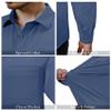 Alimens & Gentle Mens Dress Shirts 4-Way Stretch Long Sleeve Collared Casual Solid Wedding Dating Button Down Shirt Dusty Blue view 4