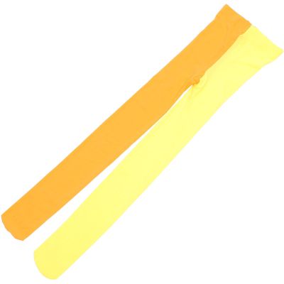 WRITWAA Fashion Double Color Ab Splice Left Right Stockings, Free Size Striped Knee High Socks in Orange and Yellow for Costume Accessories