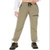 SEVEGO Womens Hiking Pants Tall Inseam 34" Athletic Cargo Pants Lightweight 4 Zipper Pockets Water Resistant Elastic Waist, Khaki, XXL view 2