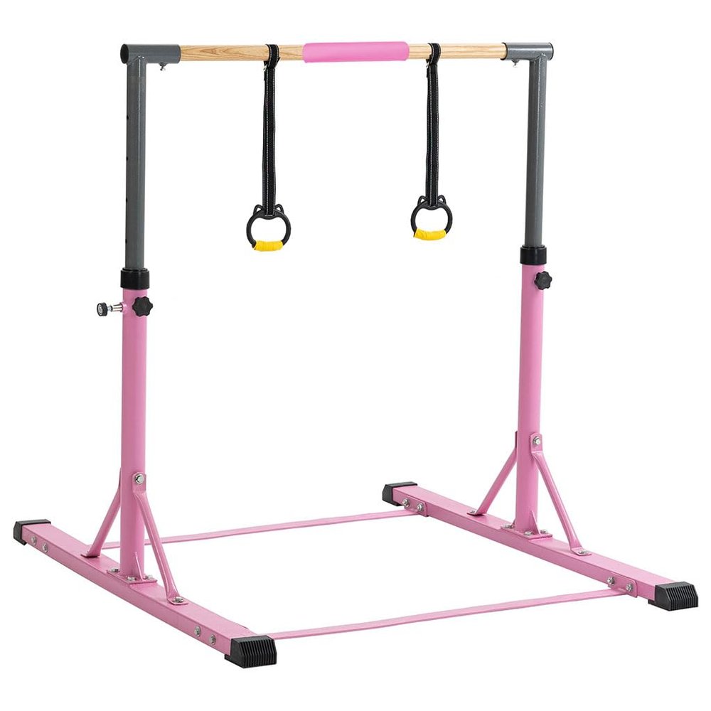 KAMNIK Gymnastics Training Bar 4ft Long Base Gymnastic bar for Kids with Height Adjustable 35.4"-59" No Wobble Gymnastics Bar Home Gym Equipment,Ideal for Indoor and Home Training,300lbs Weight Capaci