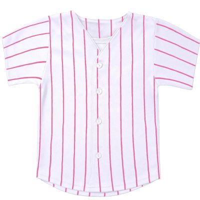 babyhealthy Kids Baseball Jersey Pink Striped Button Down Shirt Hip Hop Hipster Personalized Sport T Shirts Tops for Boys