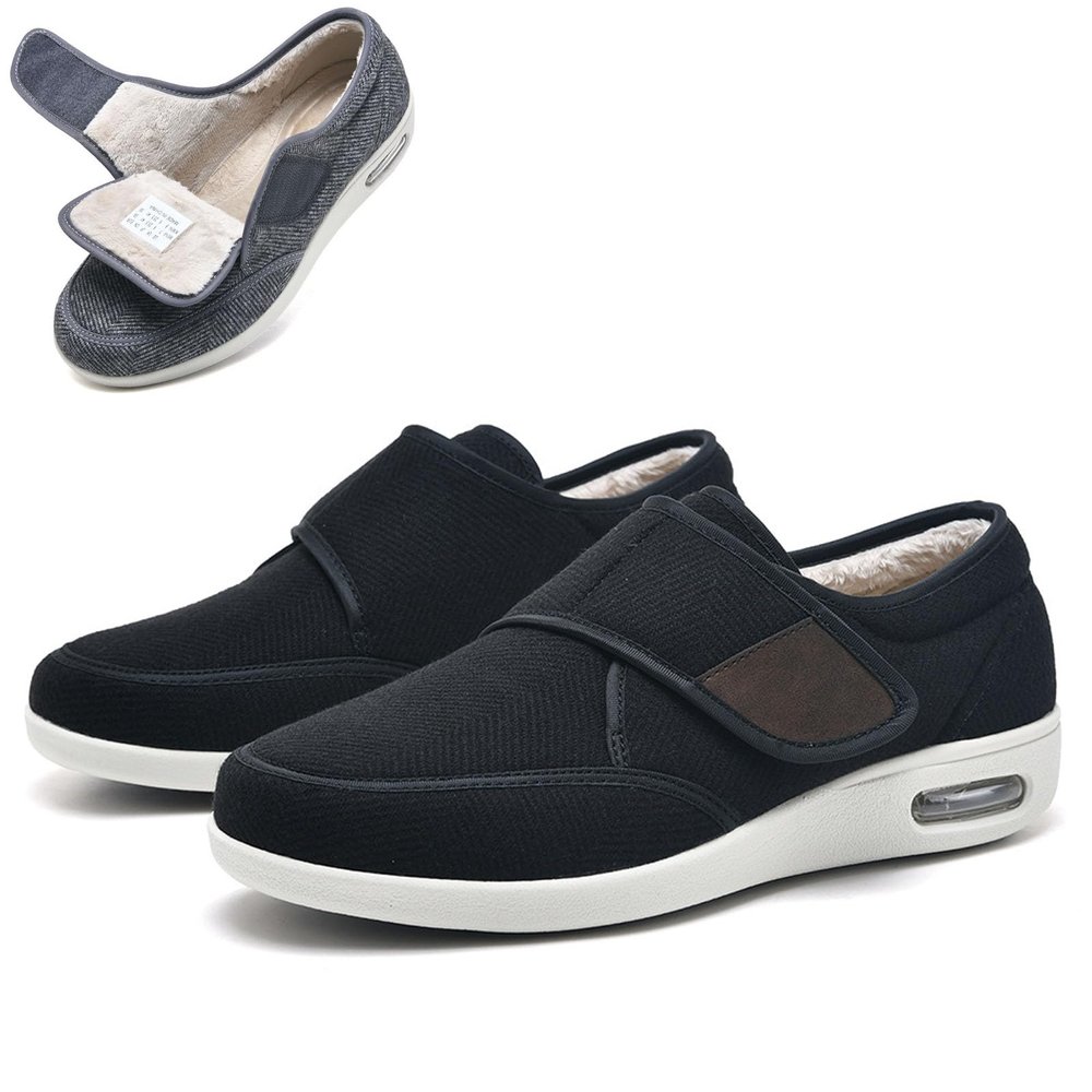 bumuam Women's Walking Shoes with Arch Support,Winter Warm Adjustable Extra Wide Shoes Swollen Feet Diabetic Edema Boots Slippers Indoor Outdoor Diabetic Shoes Men 10/Women 10.5