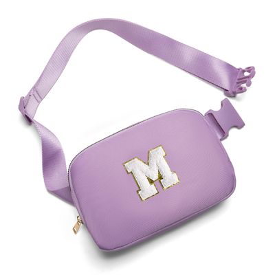 Gitus Birthday Gifts for 8 9 10 11 12 13 Year Old Girls Personalized Fanny Pack Crossbody Bags with Initial Letter Patch Belt Bag for Teen Girls Cute Trendy Stuff Travel Essentials (Lavender-M)