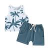 DuAnyozu Infant Toddler Baby Boys Clothes Summer Sleeveless Tank Tops Tropical Tee Shirts and Shorts Outfit Clothing Sets (Blue, 2-3T) view 1