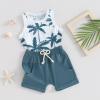DuAnyozu Infant Toddler Baby Boys Clothes Summer Sleeveless Tank Tops Tropical Tee Shirts and Shorts Outfit Clothing Sets (Blue, 2-3T) view 3