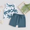 DuAnyozu Infant Toddler Baby Boys Clothes Summer Sleeveless Tank Tops Tropical Tee Shirts and Shorts Outfit Clothing Sets (Blue, 2-3T) view 4