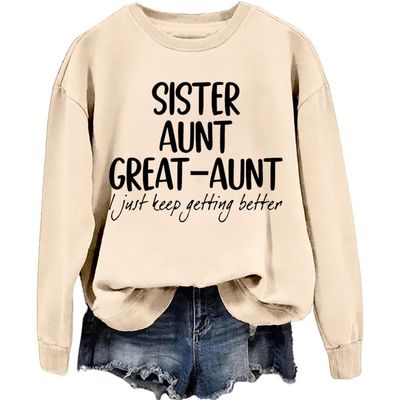 MOGUI Sister Aunt Great Aunt Sweatshirt Sister Aunt Great Aunt Shirt Auntie Shirts Plus Size Sweatshirt For Women Plus Size 2Xl Beige