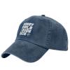 Sorry Girls I Suck Dicks Hat Distressed Denim Baseball Cap Fashion Low Profile Dad Hat Navy Blue view 1