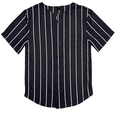 Kids Baseball Jersey Toddler Jersey Button Down Shirt Blank Plain Hip Hop Tees for Boy Girl Black/White Stripe