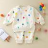 2PCS Colorful Toddler Balloons Sweatshirt Girls + Sports Clothes Kids Tracksuit Pants Wear Baby Boys (Beige, 0-6 Months) view 2