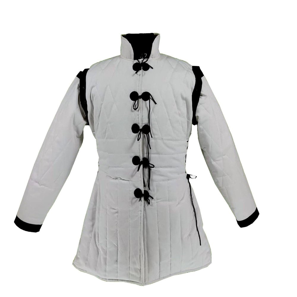 Thick Padded White Gambeson, Cotton Padded jacket Men Costume Renaissance Knight LARP Reenactment By MEDIEVAL KNIGHTS (X-Large)