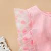 Children's Clothing Summer Girls Suit Foreign Girl New Mesh Lace Top Embroidered Denim Shorts Girl (Pink, 5-6 Years) view 3