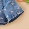 Children's Clothing Summer Girls Suit Foreign Girl New Mesh Lace Top Embroidered Denim Shorts Girl (Pink, 5-6 Years) view 4