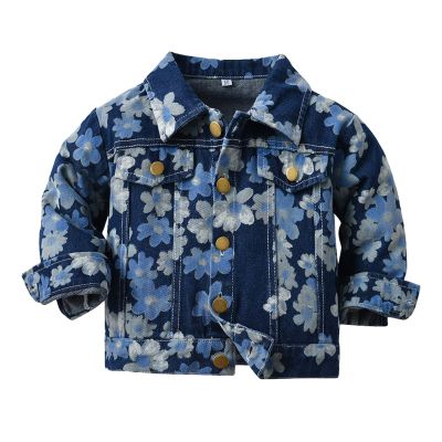 AMIMOJY Christmas Deals Clearance Toddler Boys Girls Windproof Floral Prints Denim Coat Jacket Kids Warm Outerwear Jacket Warm Jacket Prime Big Deal Kids