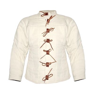 Medieval White Gambeson Thick Padded Cotton Rennaissance for SCA LARP MADE BY MEDIEVAL KNIGHTS (Small)