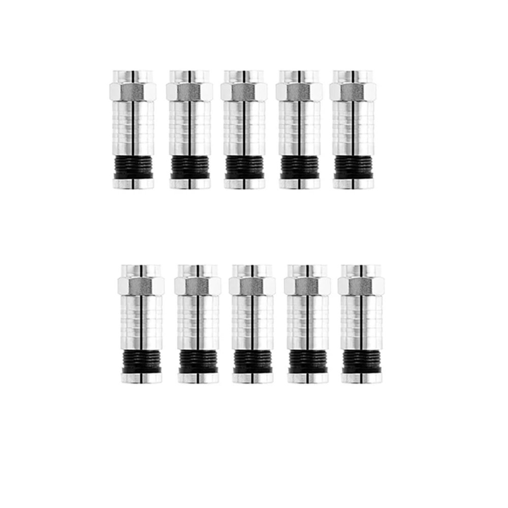 10Pcs RG6 Waterproof All-Copper Case Connector Coaxial Compression Squeeze F head Connector (Color : 10pcs-Black)