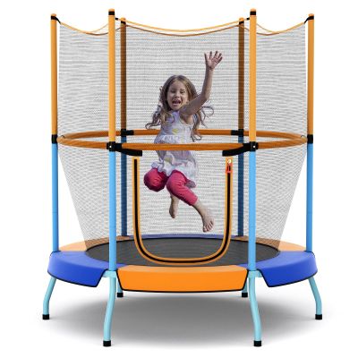GYMAX Toddler Trampoline, 48 ASTM Approved Indoor Rebounder with All Round Enclosure Net & Large U-Shape Access, Seamless Small Kids Trampoline for Outdoor, Backyard, Gift for Boys Girls (Orange)