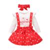 EnJoCho Spring Party Newborn Bodysuits for 0 to 18 Months Girls Hearts Outfits Valentine's Day Infant Skirt (Red, 6-9 Months) view 1