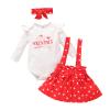 EnJoCho Spring Party Newborn Bodysuits for 0 to 18 Months Girls Hearts Outfits Valentine's Day Infant Skirt (Red, 6-9 Months) view 2