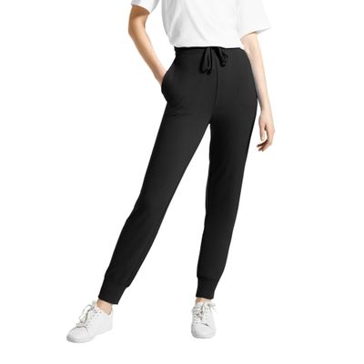 HUE Women's Super Soft Hi-Rise French Terry Jogger Pants with Pockets, Black, X-Large