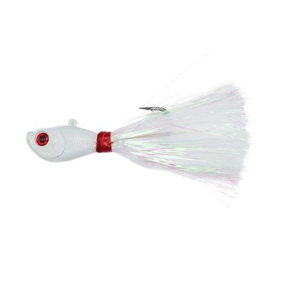 Intent Tackle Mylar Series Bucktail Jig Saltwater Fishing Lure, Fishing Jigs, Saltwater Jigs, Super Sharp Mustad Hooks, Fluke Fishing Lures (White, 6 oz)