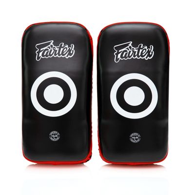 Fairtex Curved MMA Muay Thai Pads for Punching, Blocking, Kicking,Punch, Hitting |Light Weight & Shock Absorbent Boxing Mitts | Extra Padding for Sparring - Black/Red (Extra Long, Pair)